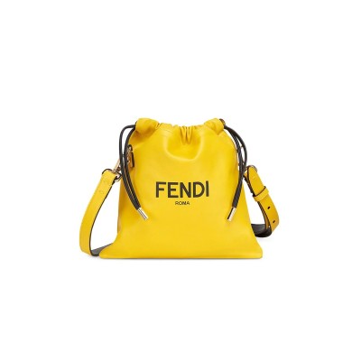 FENDI SOFT NAPPA LOGO SMALL DRAWSTRING POUCH BAG 7VA510ADM9F0V3C (24*23*2cm)